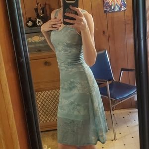 Aqua teal sea foam stretchy lace dress by d8ter